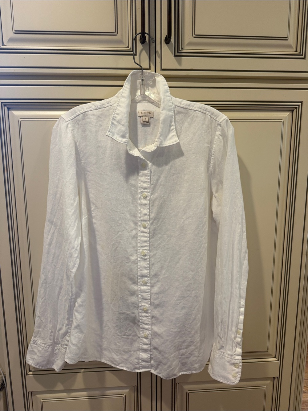 J. Crew White Linen Button-Down Shirt